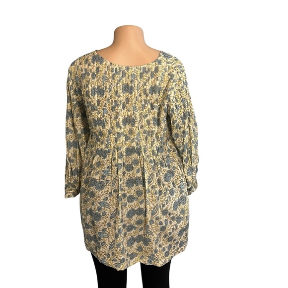 3/$30 🍂 Dolma Alya Floral Top Tunic Cotton Blue & Cream - Picture 7 of 10